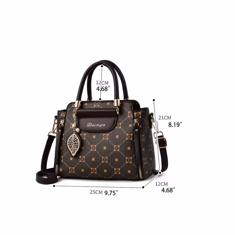 حقيبة يد أنيقة في اللون البني مزينة بنقوش تعطيها لمسة من الفخامة - صورة 5